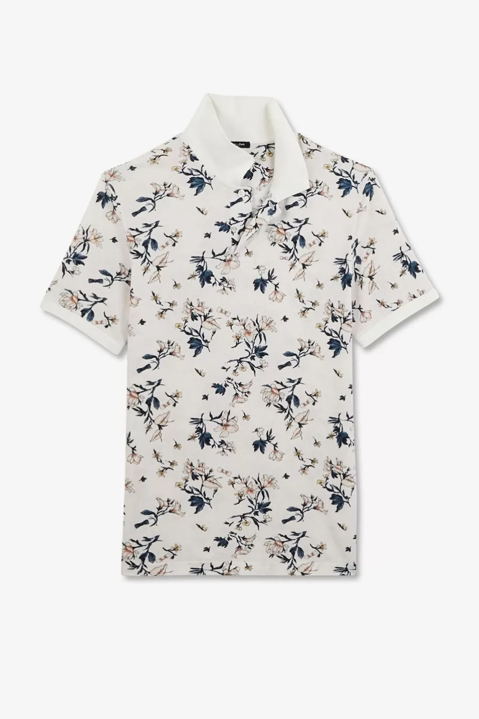 Polos | Eden Park White Polo Shirt With An Exclusive Floral Print