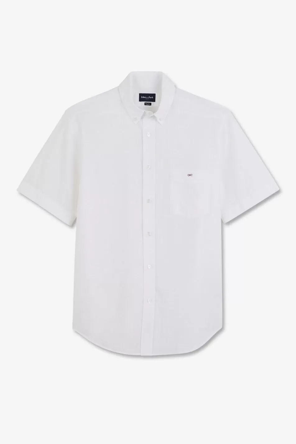 Short-Sleeved Shirts | Eden Park White Shirt In Cotton Dobby