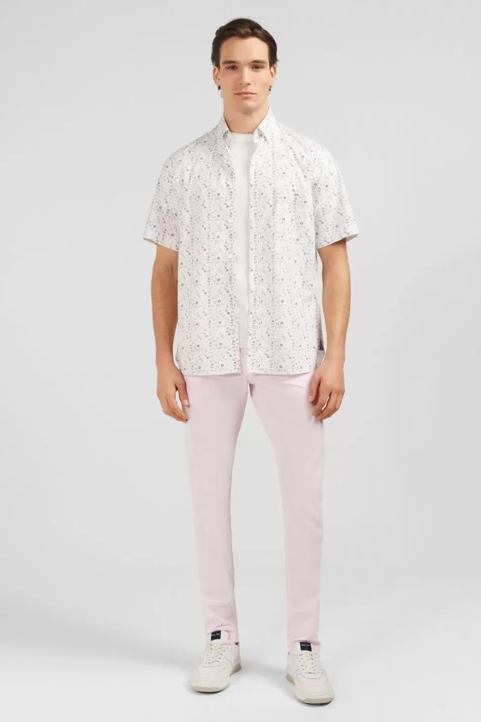 Short-Sleeved Shirts | Eden Park White Shirt With Exclusive Circle Print