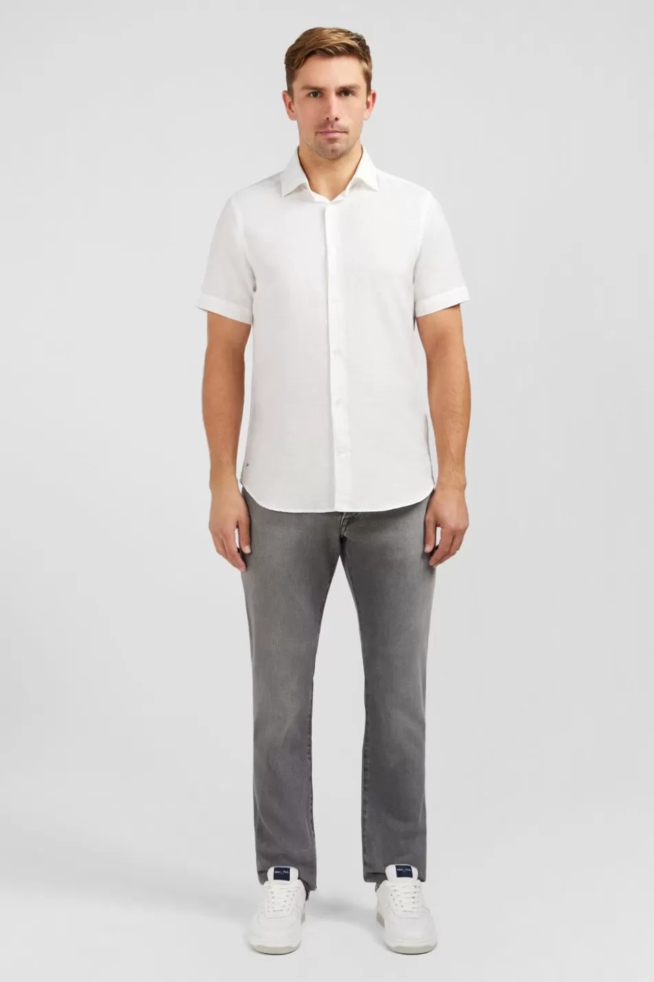 Short-Sleeved Shirts | Eden Park White Shirt With Exclusive Floral Details