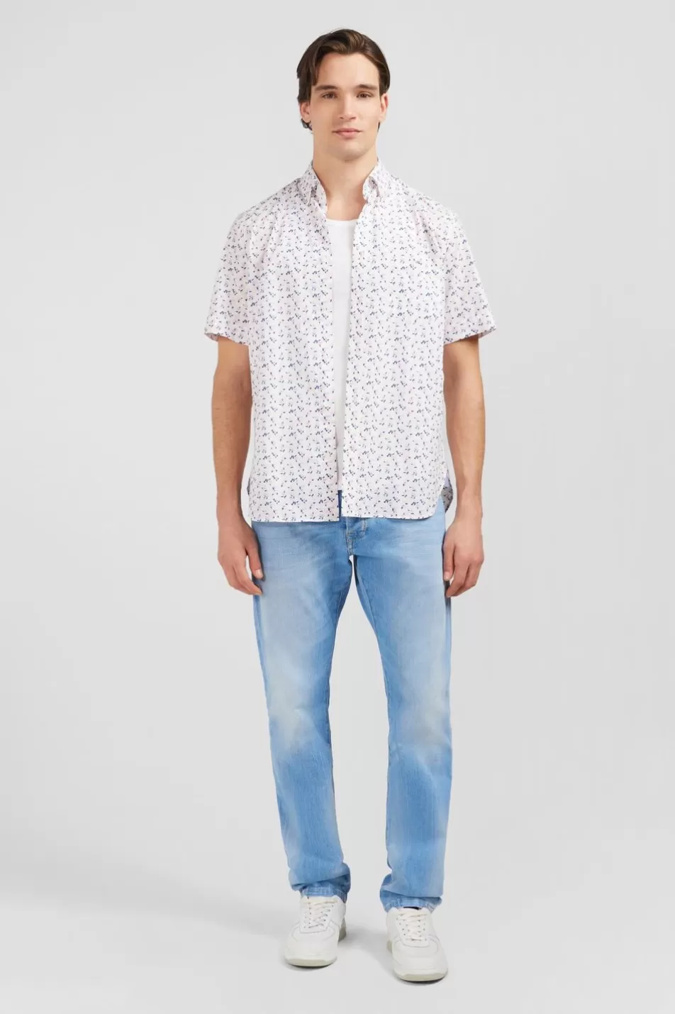 Short-Sleeved Shirts | Eden Park White Shirt With Exclusive Floral Print