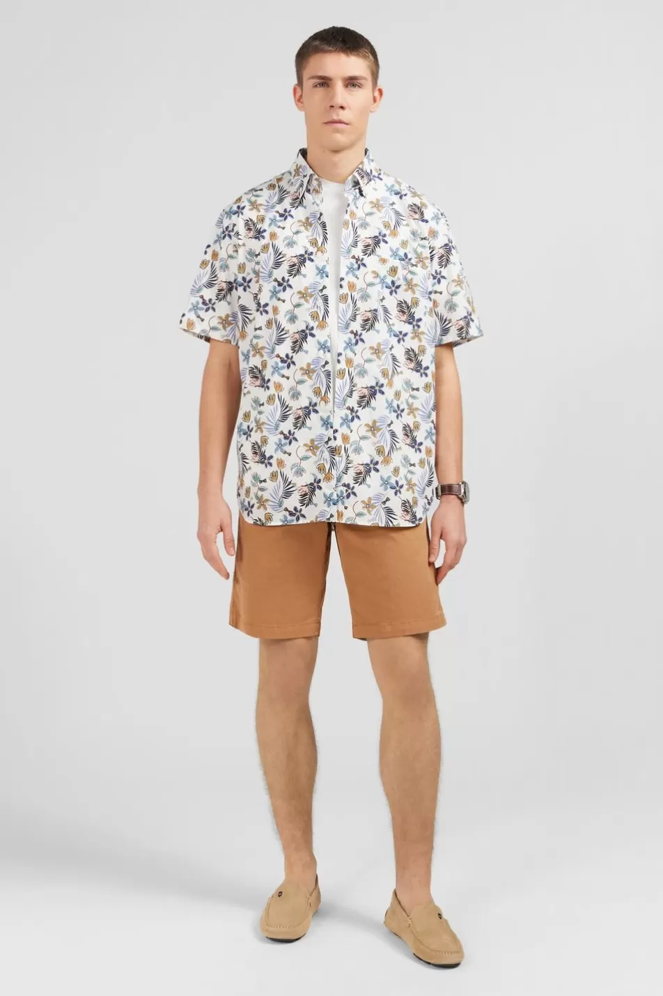 Short-Sleeved Shirts | Eden Park White Shirt With Exclusive Floral Print