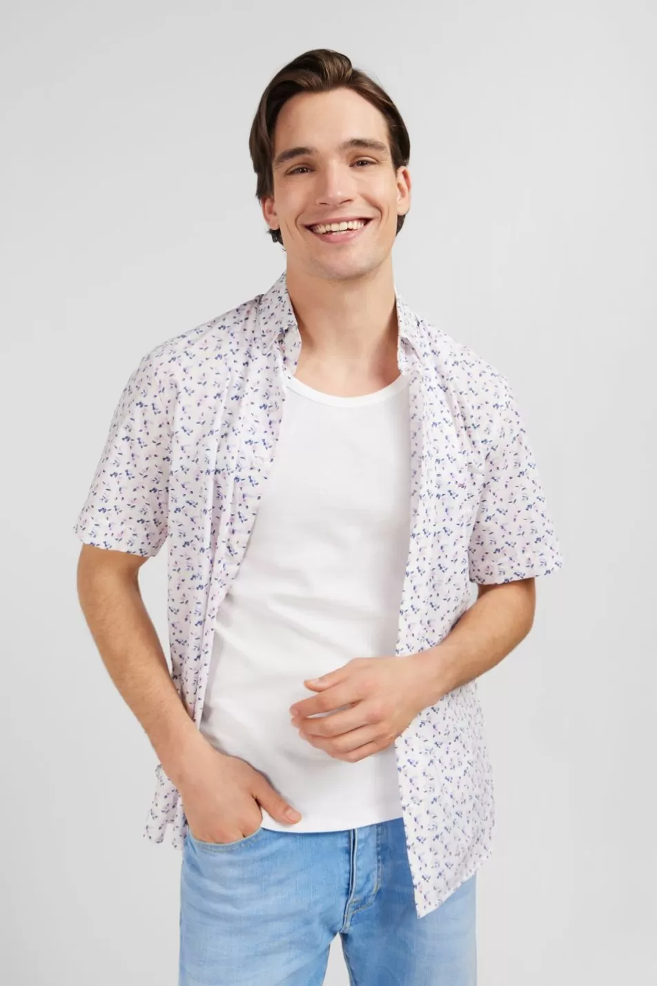 Short-Sleeved Shirts | Eden Park White Shirt With Exclusive Floral Print