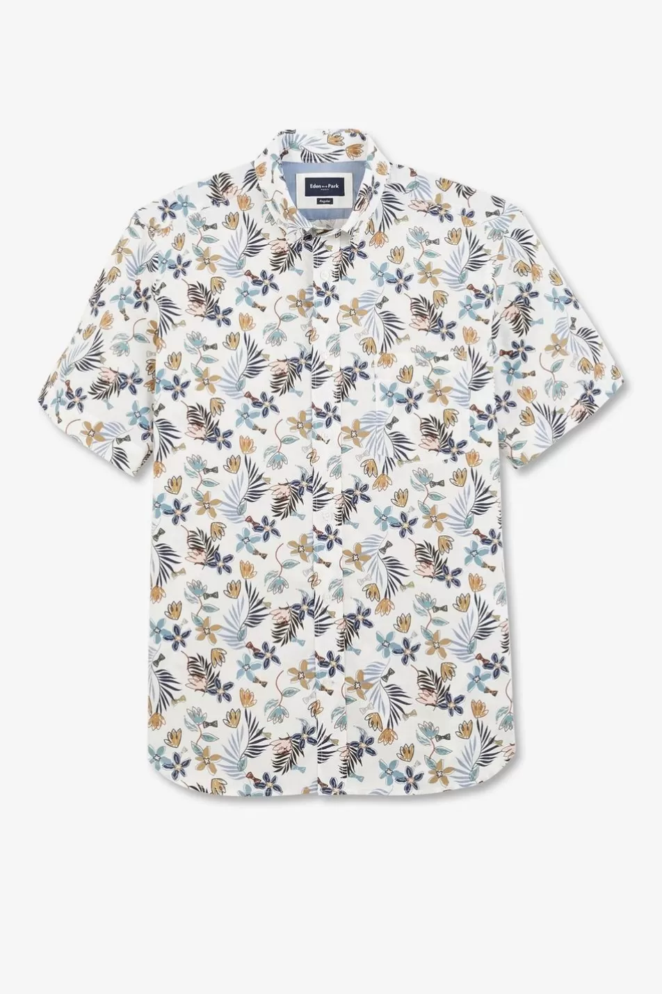 Short-Sleeved Shirts | Eden Park White Shirt With Exclusive Floral Print