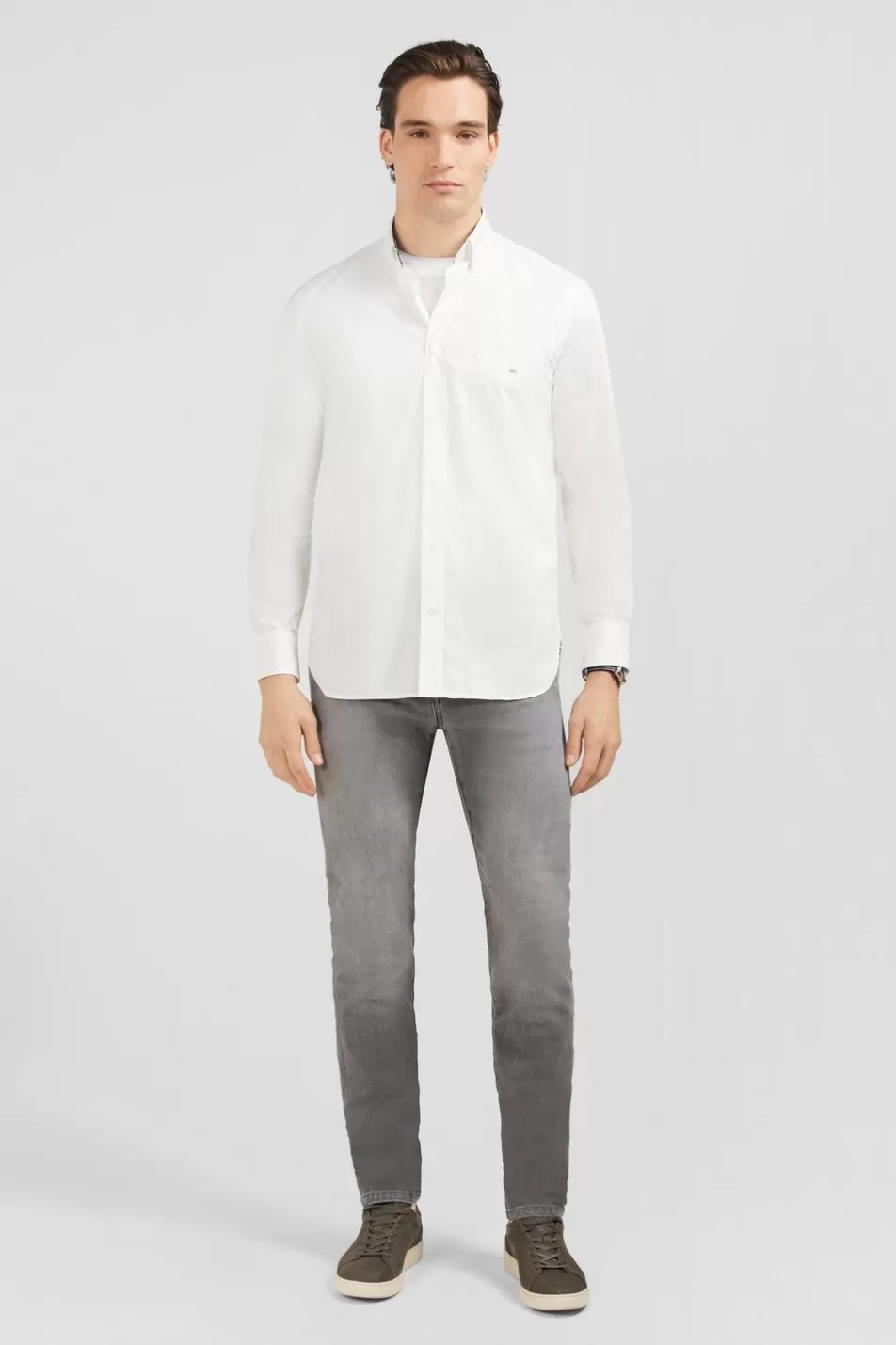 Shirts | Eden Park White Shirt With Floral Elbow Patches