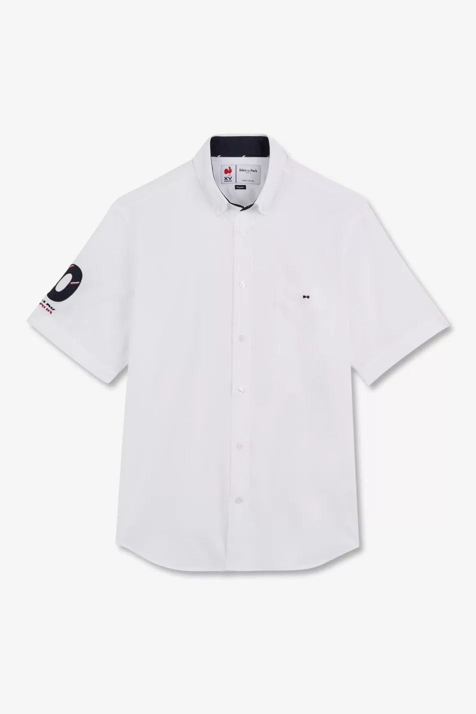 Short-Sleeved Shirts | Eden Park White Shirt With France Xv Embroidery