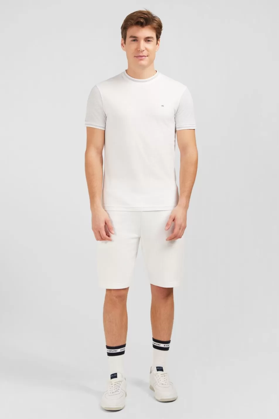 T-Shirts | Eden Park White Short-Sleeved Colour-Block T-Shirt