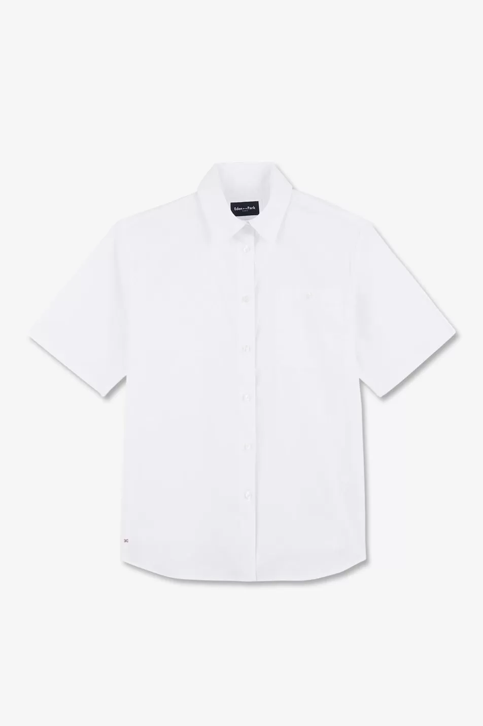 Shirts | Eden Park White Short-Sleeved Cotton Shirt In Oversized Fit