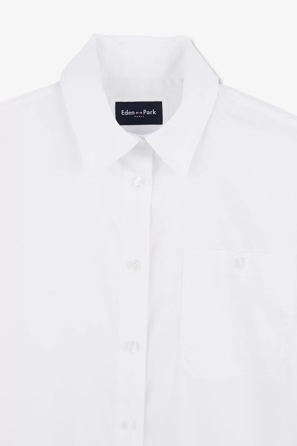 Shirts | Eden Park White Short-Sleeved Cotton Shirt In Oversized Fit