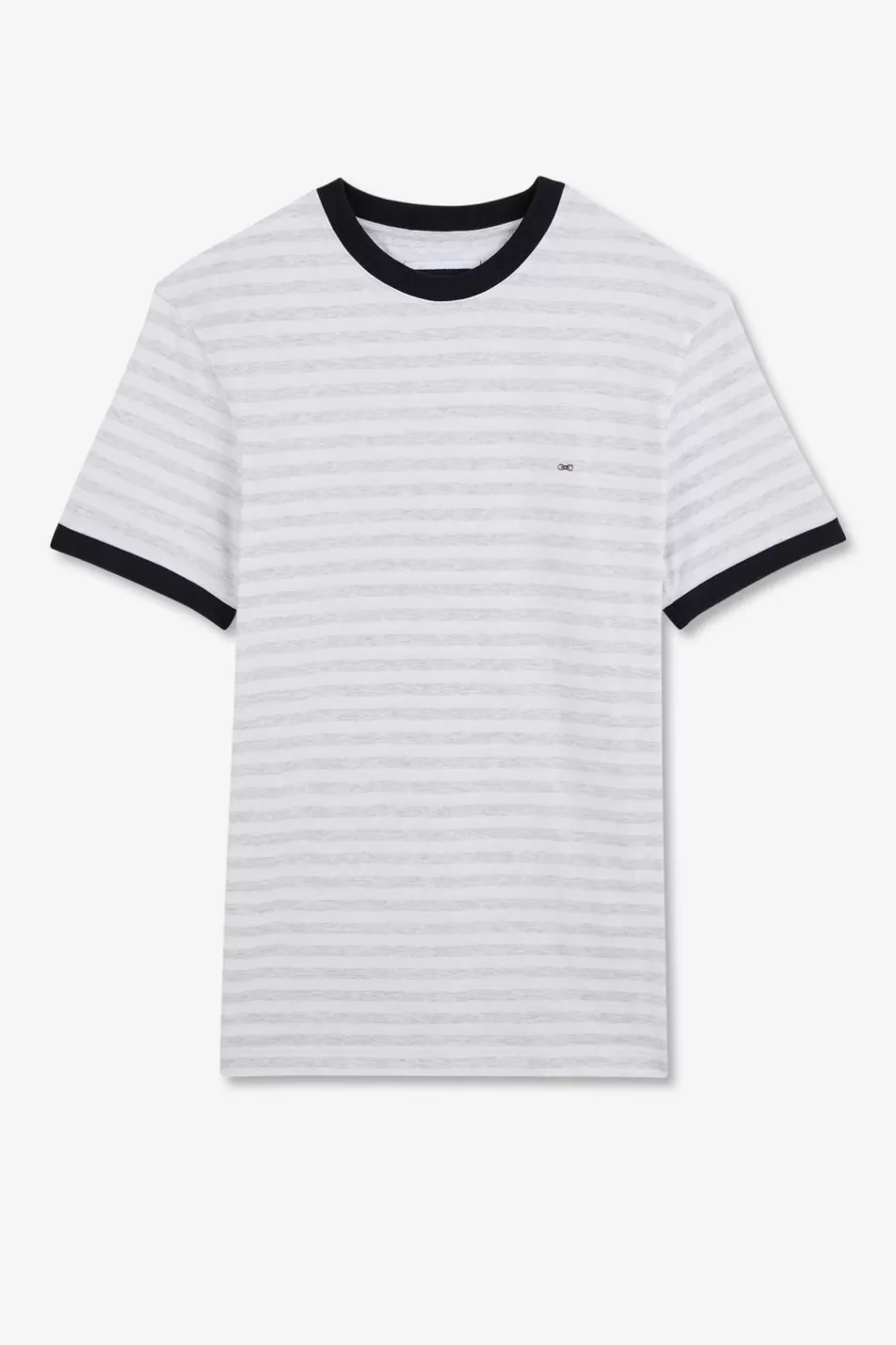 T-Shirts | Eden Park White Short-Sleeved Striped T-Shirt