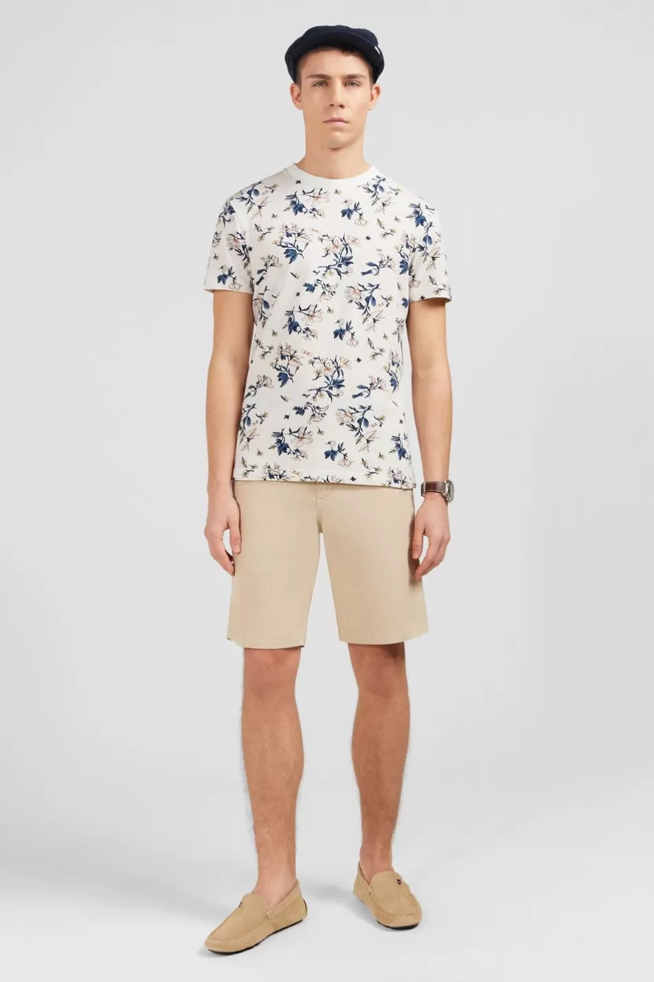 T-Shirts | Eden Park White Short-Sleeved T-Shirt With Leaf Print