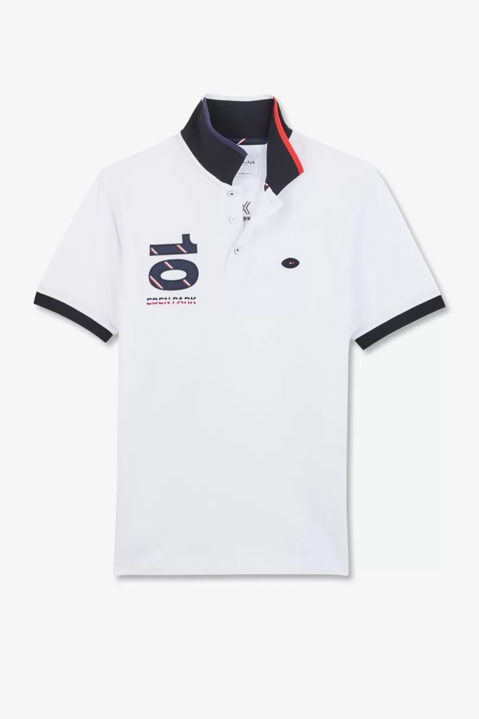 Polos | Eden Park White Short-Sleeved Xv De France Polo Shirt