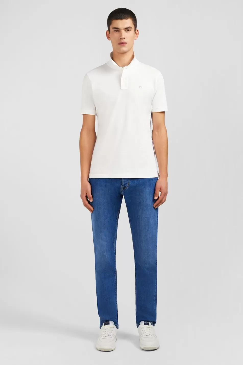 Polos | Eden Park White Stretch Pima Cotton Polo