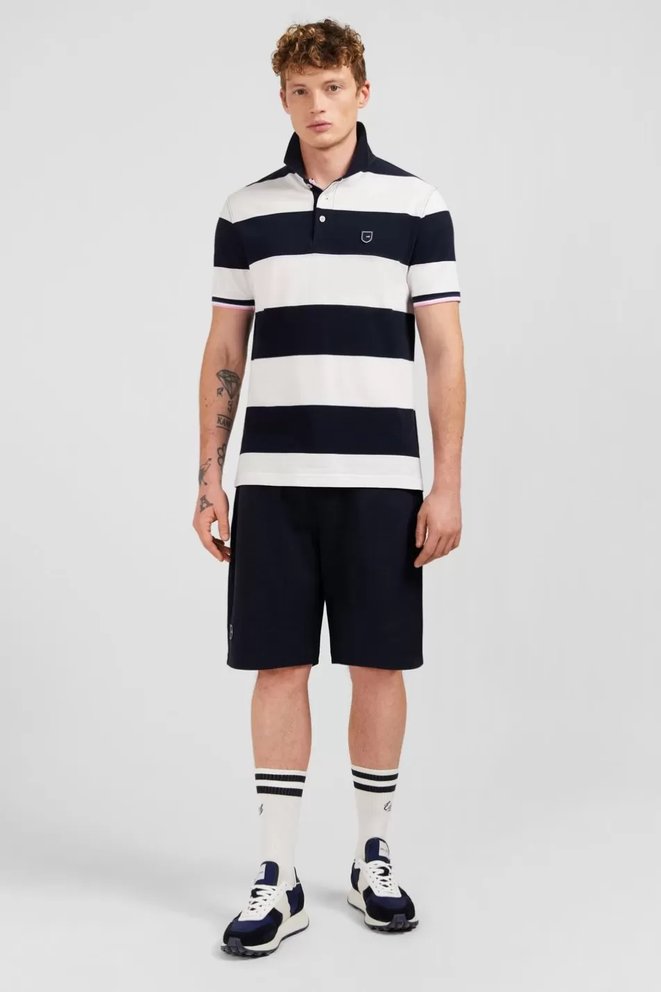 Polos | Eden Park White Striped Polo Shirt