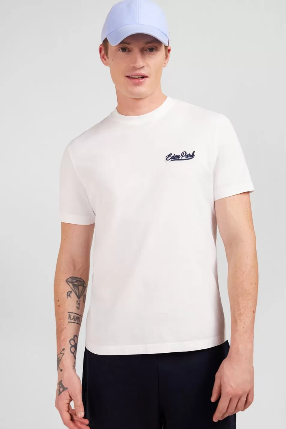 T-Shirts | Eden Park White T-Shirt With Embroidery