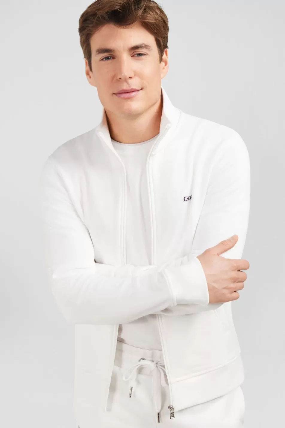 Sweatshirts | Eden Park White Zipped Sweatshirt With Stand-Up Collar