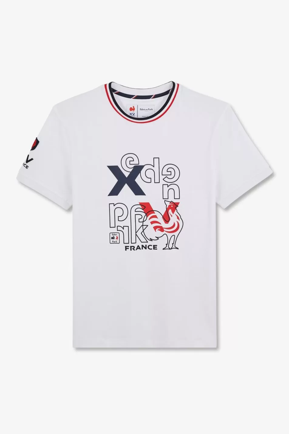 T-Shirts | Eden Park Xv De France White Printed Short-Sleeved T-Shirt