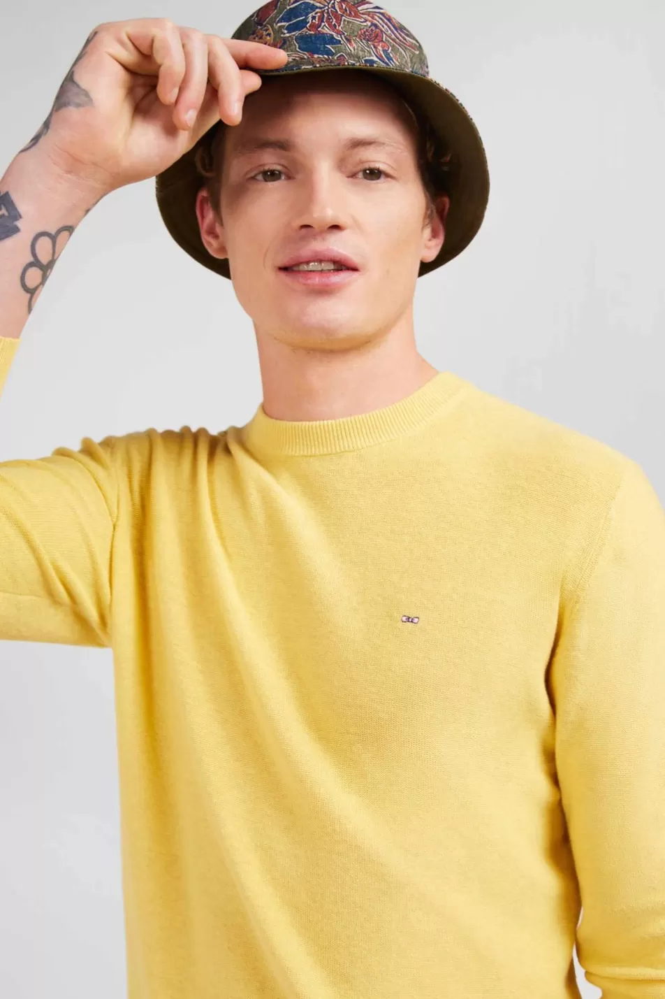 Sweaters | Eden Park Yellow Jumper In A Linen Blend